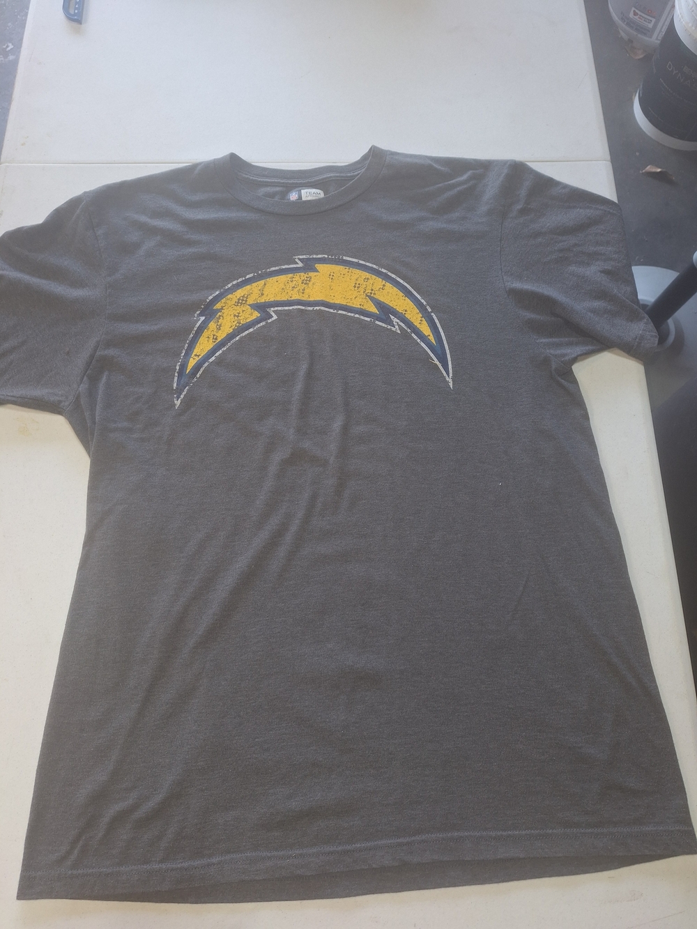 Team Apparel Charcoal Tee with Yellow Bolt Logo NFL Chargers